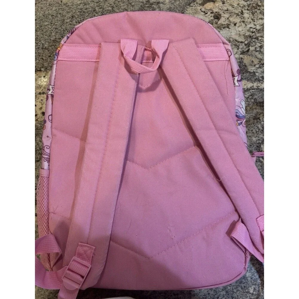 Pink Unicorn Kids Backpack 17”School Bag Rainbow Stars Girls Travel Bookbag New